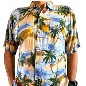 Canopy Hawaiian look men’s button down shirt L